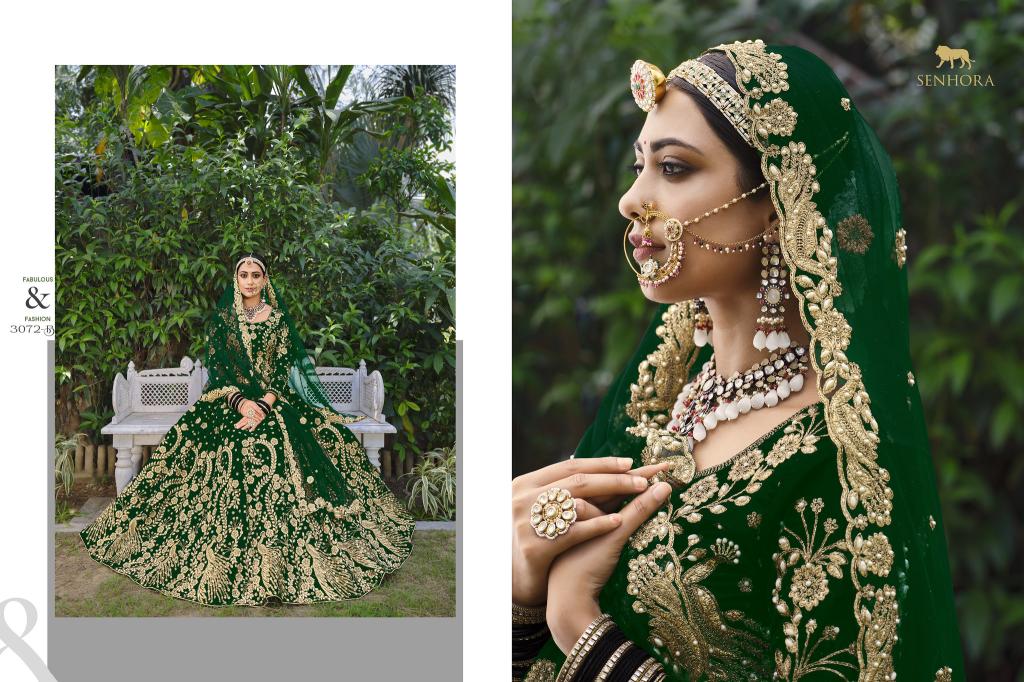 Senhora Latika Nx Designer Velvet Bridal Lehega Choli manufacturers of wholesale choli in Surat