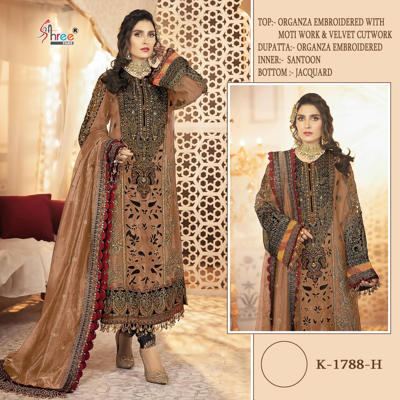 Shree K 1788 Organza Embroidered Pakistani Suit wholesale market in Surat