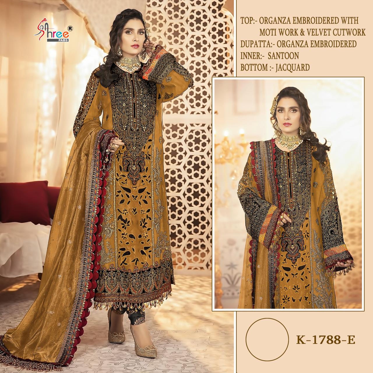 Shree K 1788 Organza Embroidered Pakistani Suit wholesale market in Surat