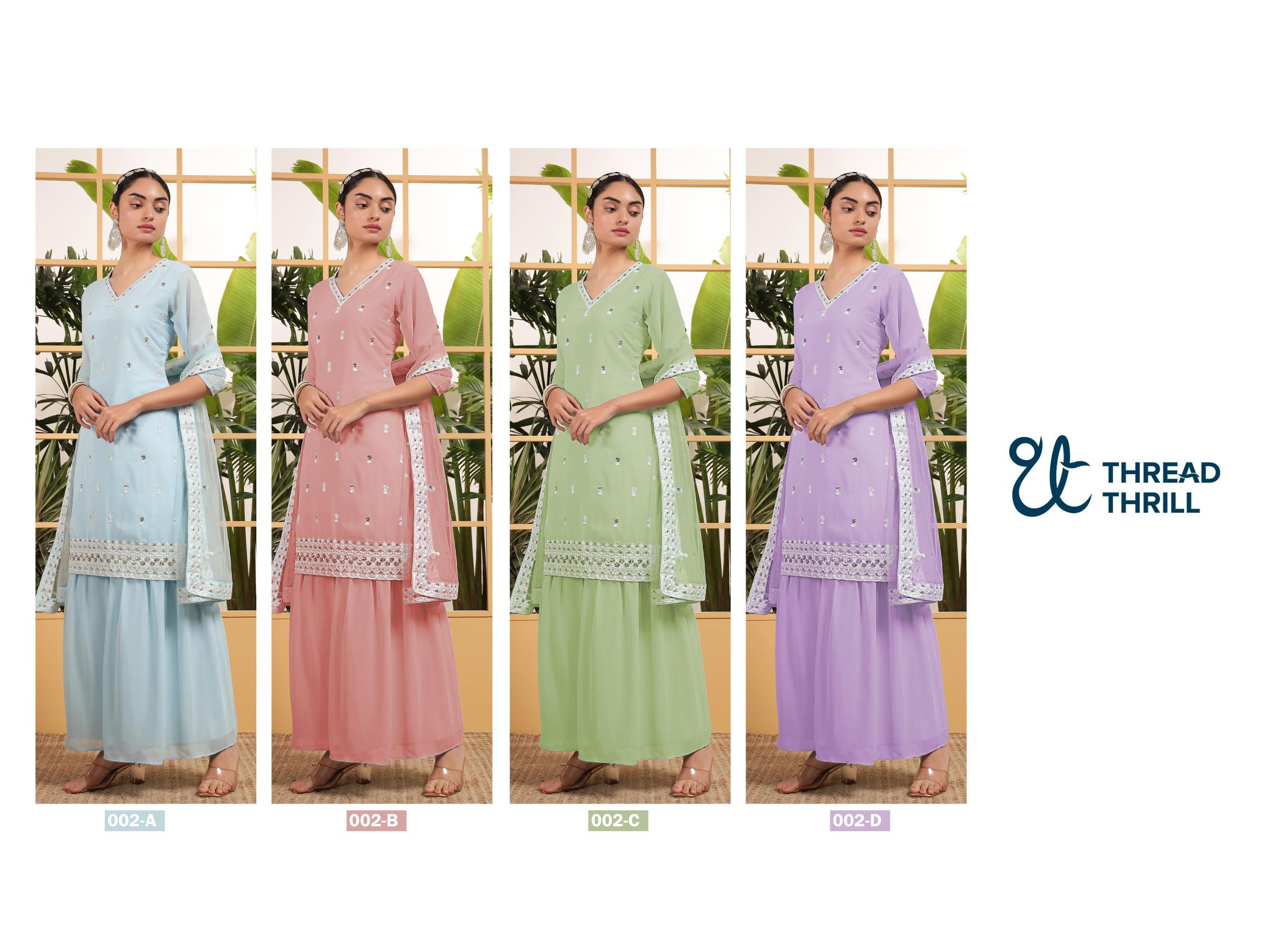 Th 002 A To D Georgette With Sequence Embroidered Salwar Kameez manufacturers of wholesale Salwar Kameez in Surat