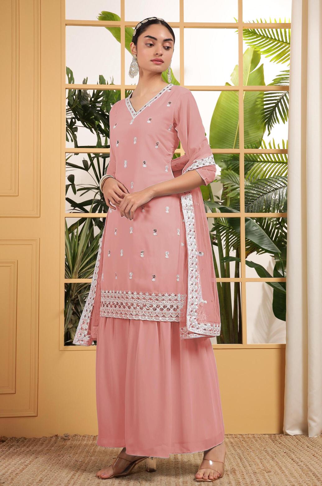 Th 002 A To D Georgette With Sequence Embroidered Salwar Kameez manufacturers of wholesale Salwar Kameez in Surat