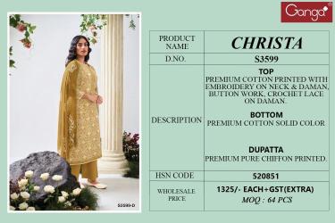 Ganga christa 3599 Surat textile market dress materials