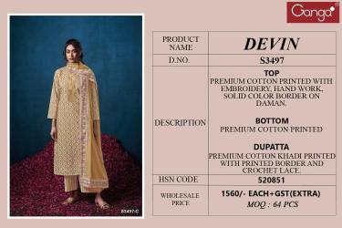 Ganga devin 3497  Printed dress materials wholesale in Ahmedabad