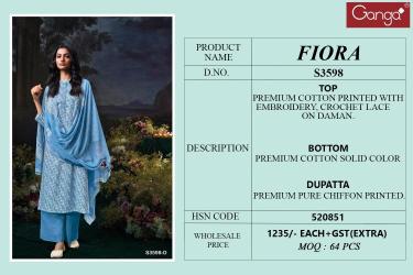 Ganga fiora 3598  Wholesale dress material suppliers
