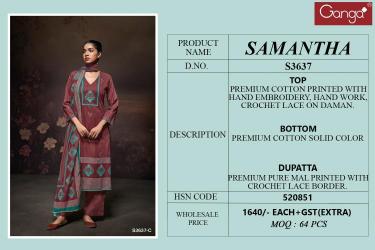 Ganga samantha 3637 Dress materials wholesalers in Surat