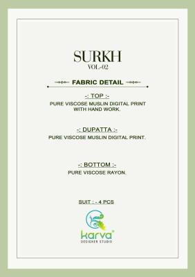 Karva designer studio surkh vol 2 Wholesale dress materials manufacturers in Bangalore