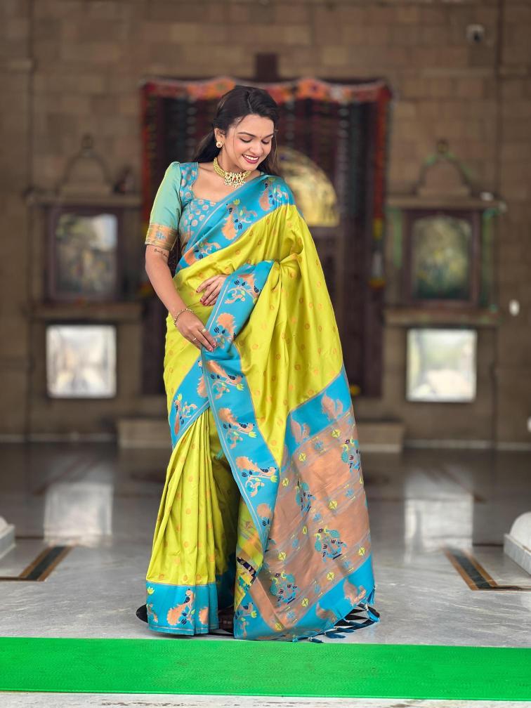 Meenakari Paithani soft silk Wholesale saree market in India