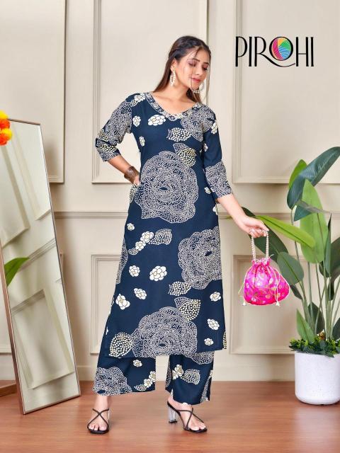 Pirohi kanchi rayon coord set Designer Kurtis in Ahmedabad