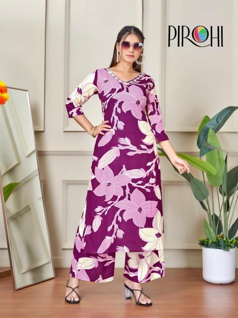 Pirohi kanchi rayon coord set Designer Kurtis in Ahmedabad