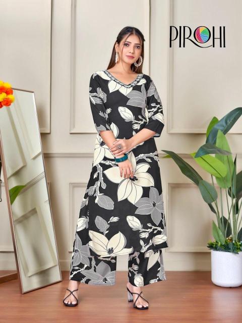 Pirohi kanchi rayon coord set Designer Kurtis in Ahmedabad