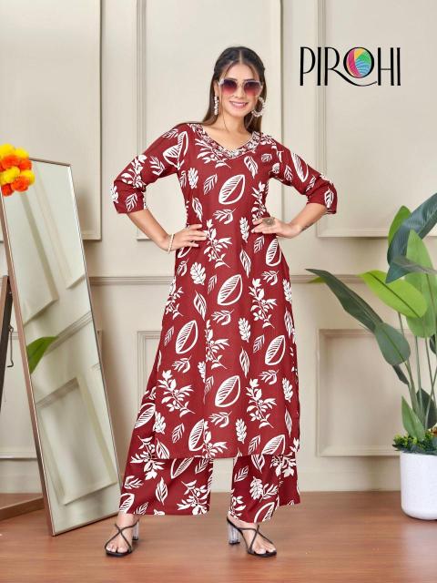 Pirohi kanchi rayon coord set Designer Kurtis in Ahmedabad