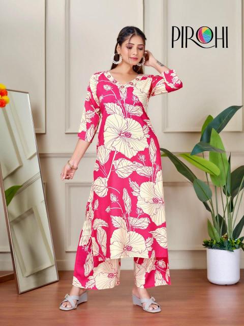 Pirohi kanchi rayon coord set Designer Kurtis in Ahmedabad