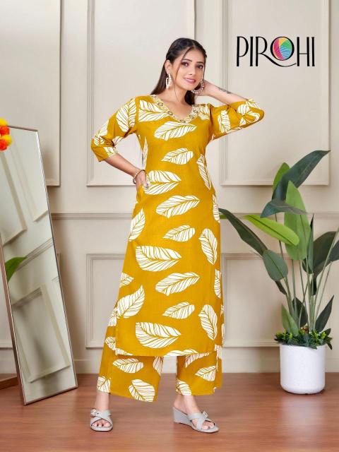 Pirohi kanchi rayon coord set Designer Kurtis in Ahmedabad