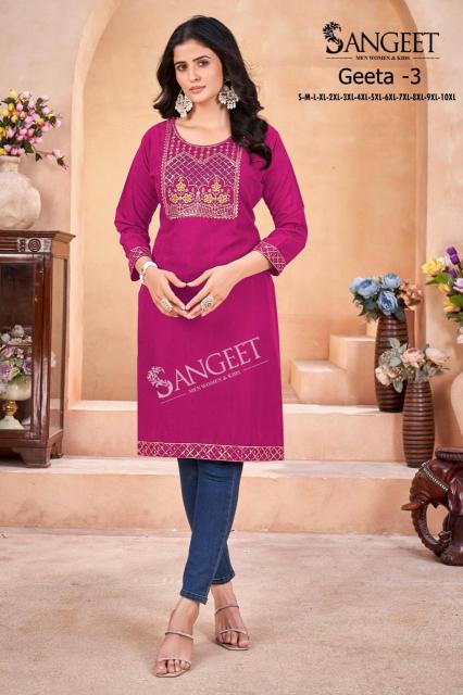 Sangeet geeta 3  Stitched Kurti Wholesalers in Surat