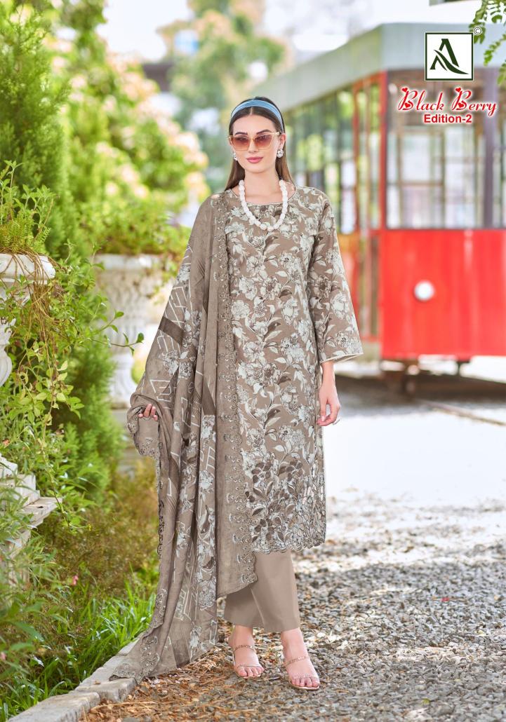 Alok suit black berry 2 Wholesale dress materials suppliers in Gujarat