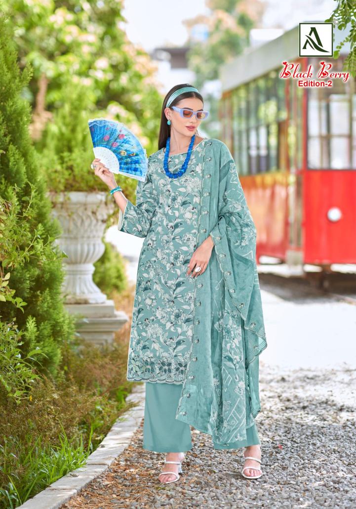 Alok suit black berry 2 Wholesale dress materials suppliers in Gujarat