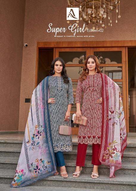 Alok suit super girl 2 Designer dress materials in Kolkata