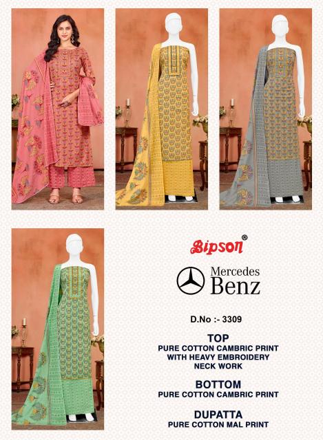 Bipson prints mercedes 3309  Wholesale dress material market in Hyderabad