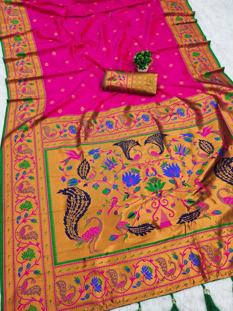 Coin paithani soft silk zari weawing meenakari Saree wholesalers online