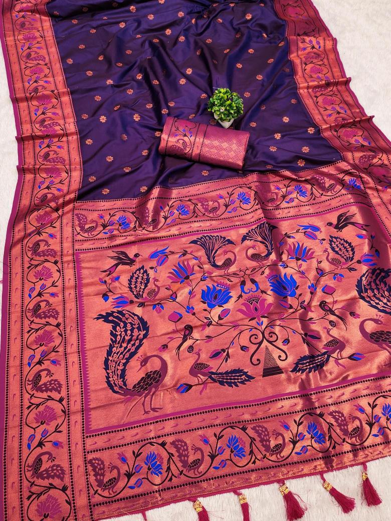 Coin paithani soft silk zari weawing meenakari Saree wholesalers online