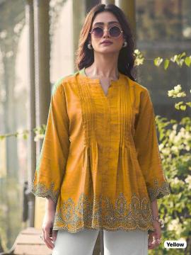 Ff heavy rayon slub short top Wholesale kurti supplier in Ahmedabad