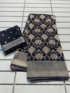 Finest elegant pure crepe khadi silk Trendy sarees for boutique