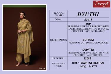 Ganga dyuthi 3615 Wholesale designer dress materials