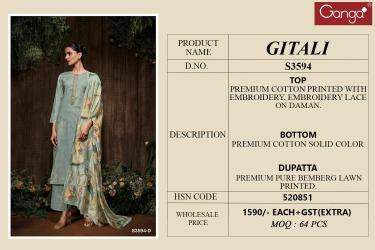 Ganga gitali 3594 Dress materials wholesale suppliers in Chennai