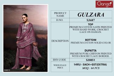 Ganga gulzara 3687 Cotton dress materials in Kolkata