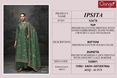 Ganga ipsita 3678 Printed dress material wholesalers 