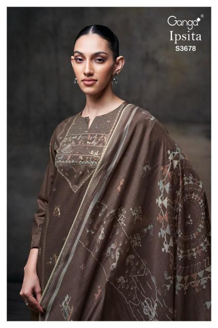 Ganga ipsita 3678 Printed dress material wholesalers 