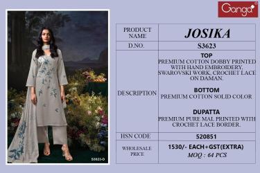 Ganga josika 3623 Unstitched dress material wholesale in Delhi