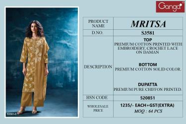 Ganga mritsa 3581 Designer dress material wholesale in Ahmedabad