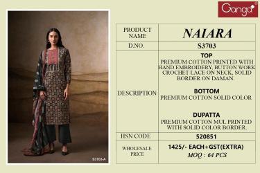 Ganga naira 3703 Wholesale dress material catalogs