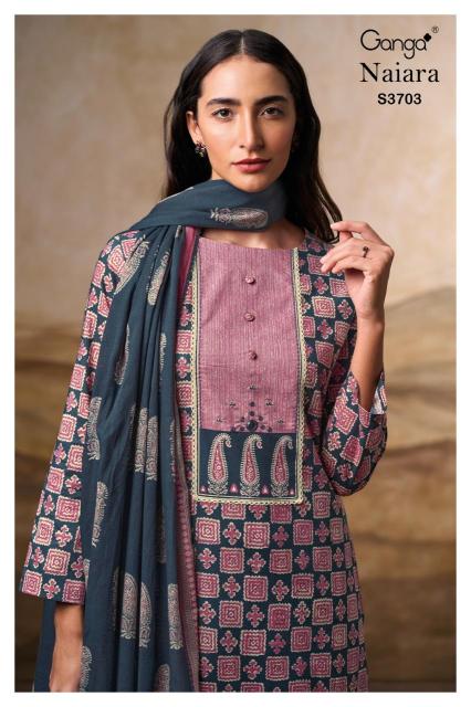 Ganga naira 3703 Wholesale dress material catalogs