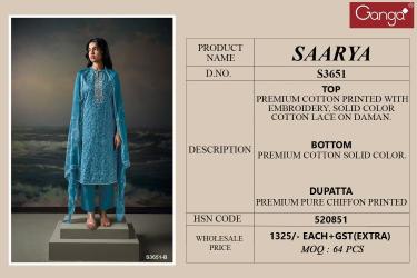Ganga saarya 3651 Dress materials wholesale market in india