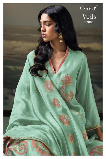 Ganga veds 3690 Wholesale dress fabric suppliers