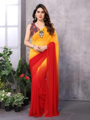 GC georgette with lace work Wholesale saree suppliers