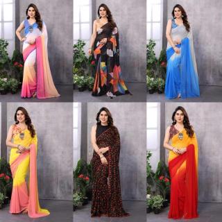 GC georgette with lace work Wholesale saree suppliers