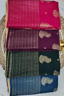 GC soft georgette with foil work Bulk saree suppliers in India