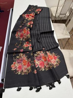 Indeed digital print Floral Printed sarees for boutique