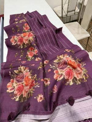 Indeed digital print Floral Printed sarees for boutique