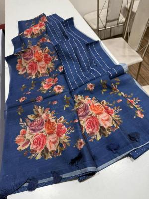 Indeed digital print Floral Printed sarees for boutique