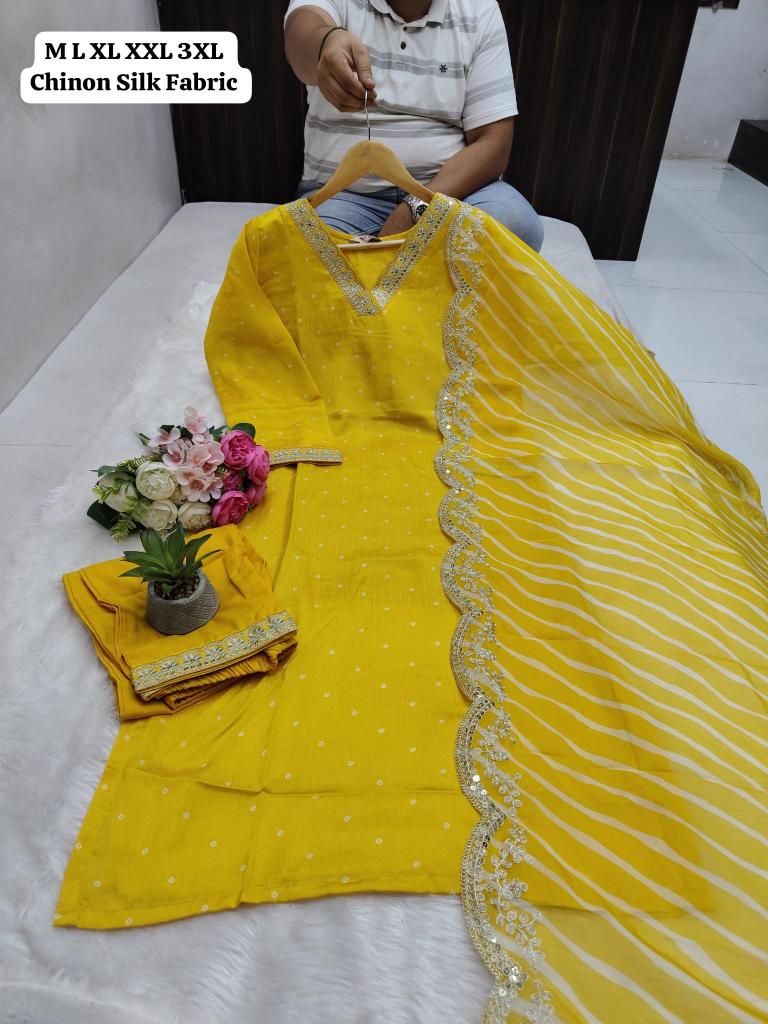 Karma chinon silk v neck 3 kurti indian clothes