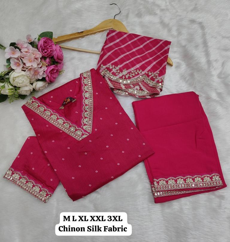 Karma chinon silk v neck 3 kurti indian clothes