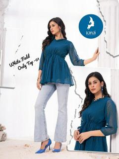 Kaya kurti white field indian style kurti tops