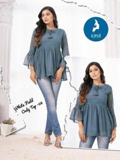 Kaya kurti white field indian style kurti tops