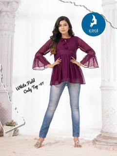 Kaya kurti white field indian style kurti tops