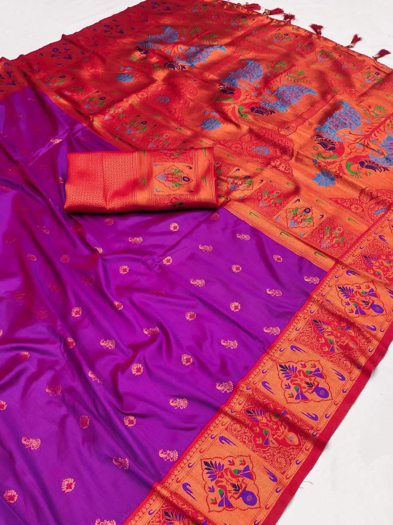 Kiva paithani soft silk with zari weawing meenakari Saree manufacturer in delhi