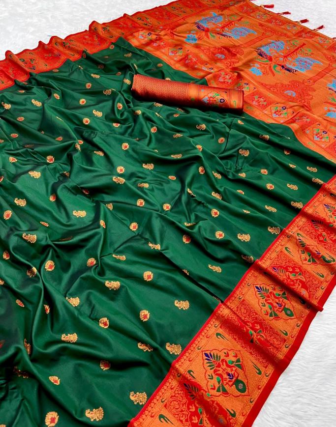 Kiva paithani soft silk with zari weawing meenakari Saree manufacturer in delhi